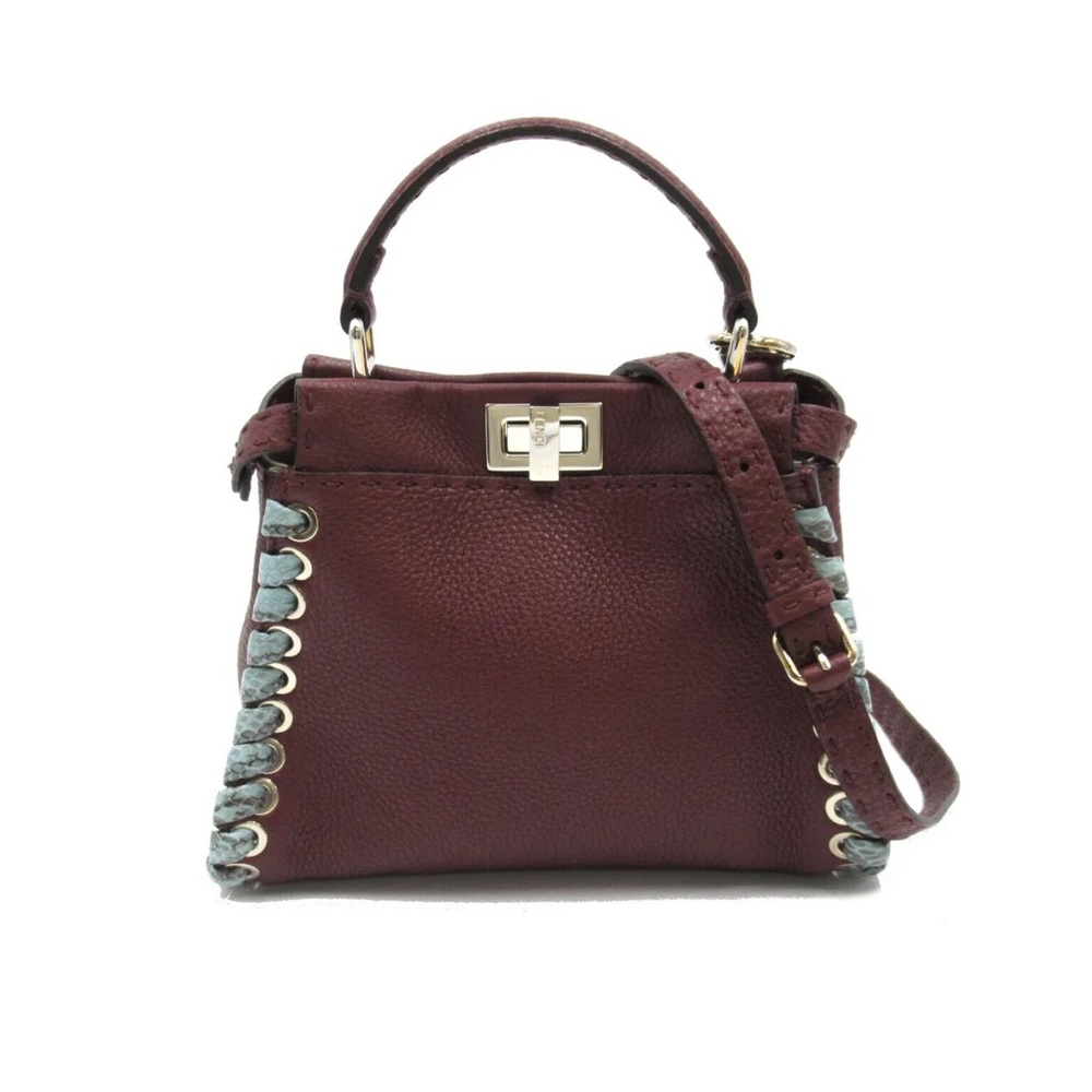 Fendi Peekaboo 2way Shoulder Crossbody Bag in Bordeaux